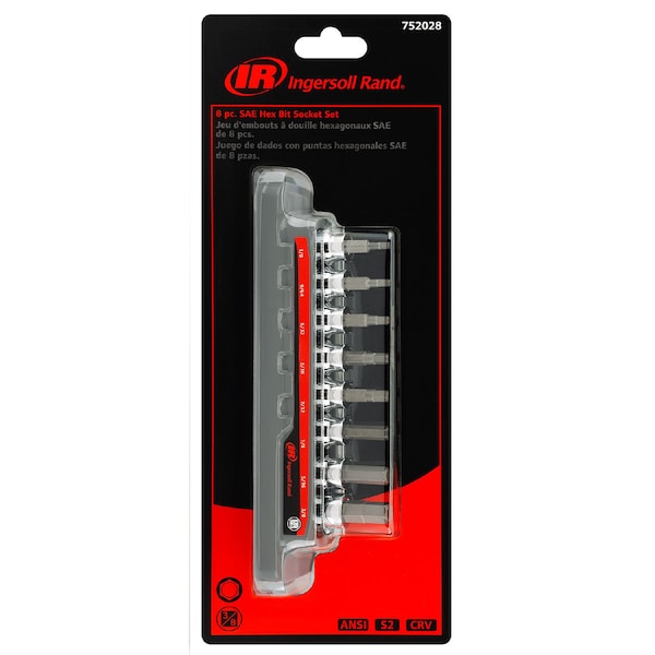8Pc 3/8" Drive SAE Hex Bit Socket Set (IR)